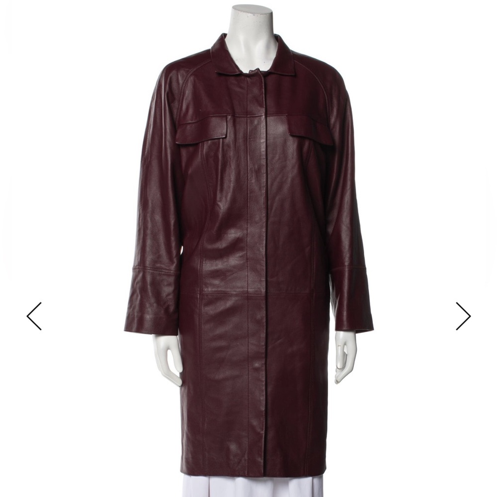 Maison Ullens Burgundy Lamb Leather Long Coat